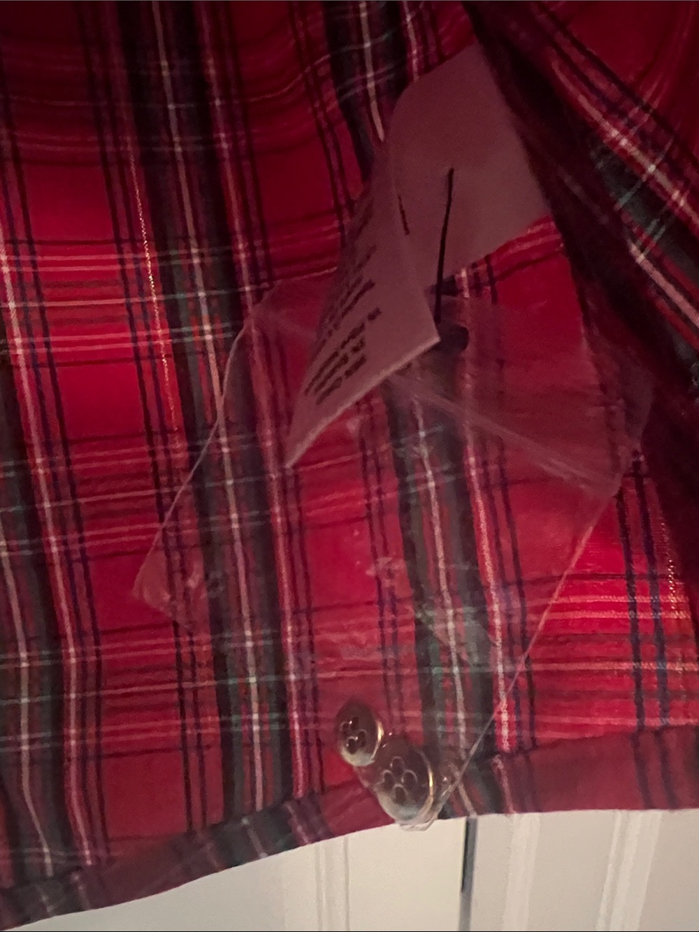 Talbots Red and Black with Gold Plaid Button-Front Shirt | Size 2 Petite - Picture 3 of 6